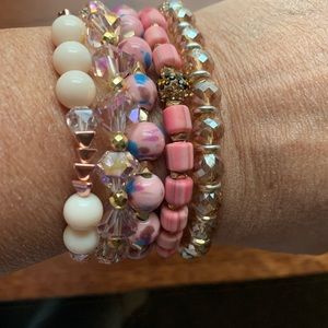 NEW set of 5 Erimish stack pink, clear, gold, rose gold. It’s a beauty!!!
